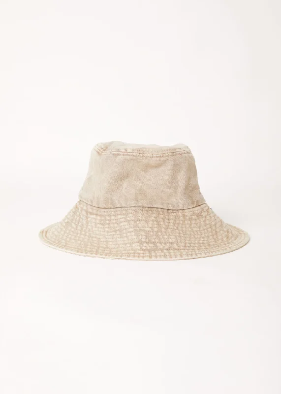 AFENDS Unisex Bella - Denim Wide Brim Bucket Hat - Faded Cement Hip Women's Retro