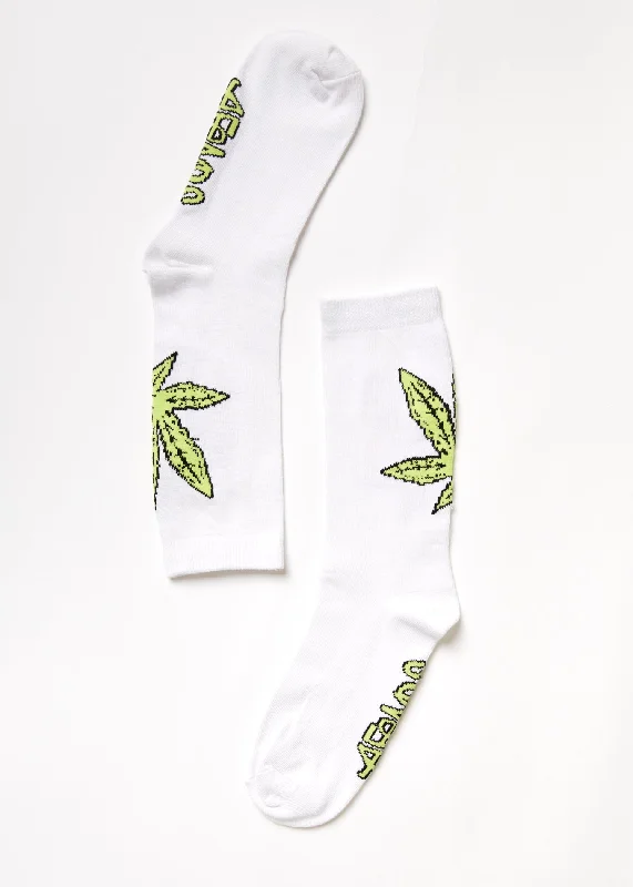 AFENDS Unisex Coasting - Crew Socks - White Unique Women's Upcycled