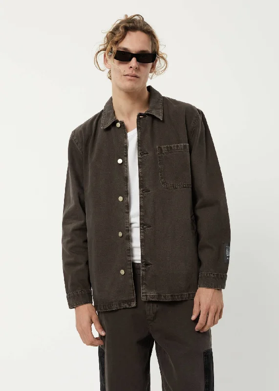 AFENDS Unisex Indelible - Unisex Denim Jacket - Faded Coffee Elegant Women's 