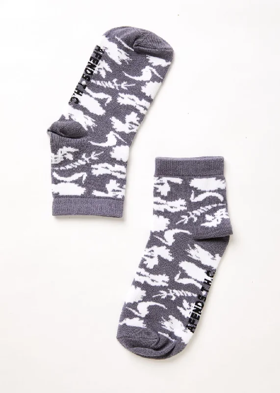 AFENDS Unisex Bayley - Floral Crew Socks - Steel Cashmere