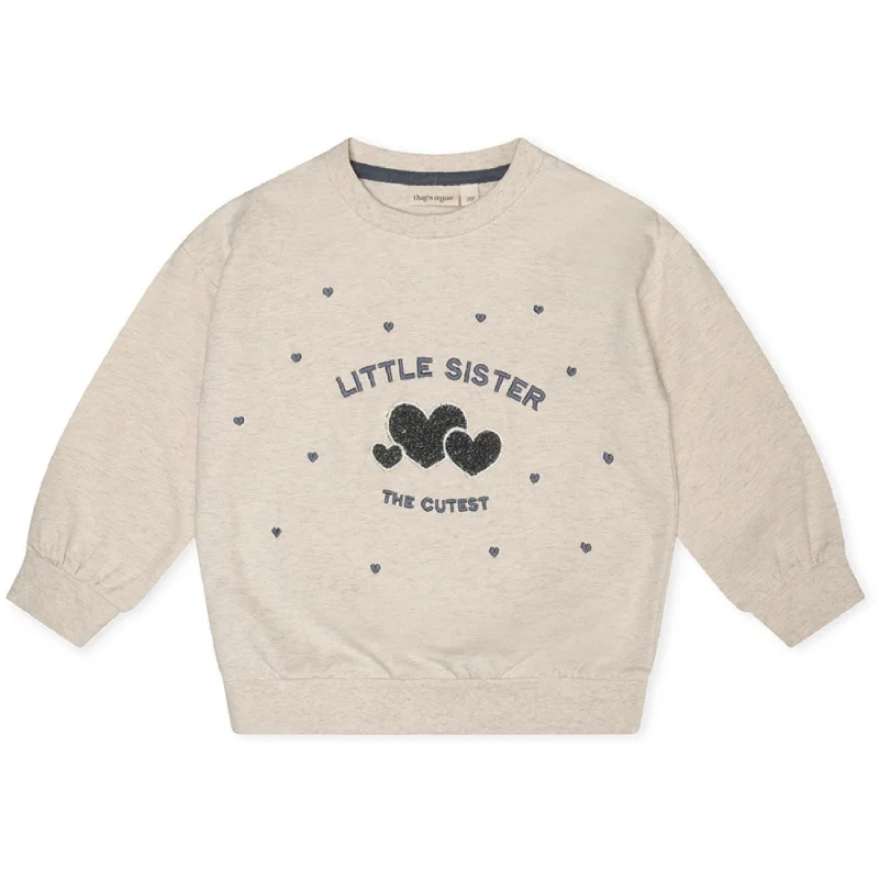 That's Mine Light Creme Melange Finley Little Sister Sweatshirt Business