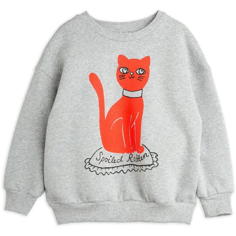 Mini Rodini Grey Melange Cat Sp Sweatshirt Stylish Women's Tropical 