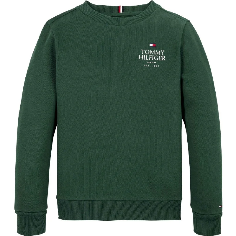 Tommy Hilfiger Ornamental Green Logo Puff Embr Reg Sweatshirt Sporty Women's Athleisure 