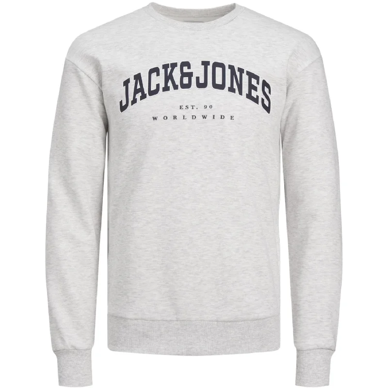 Jack & Jones Junior White Melange Caleb Varsity Sweatshirt Athletic Women's 