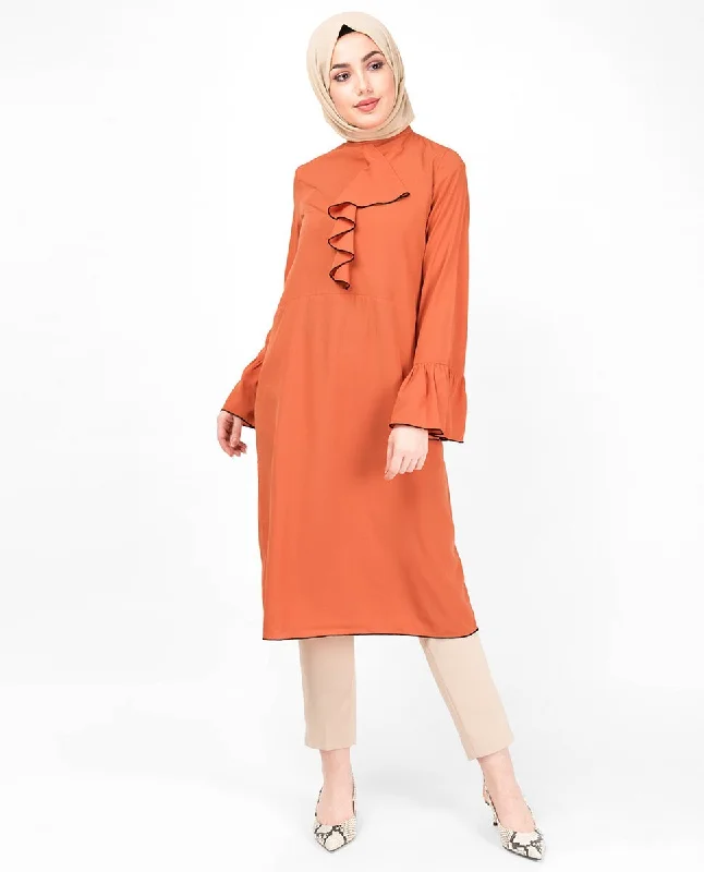 Arabesque Orange Ruffled Midi Dress Business