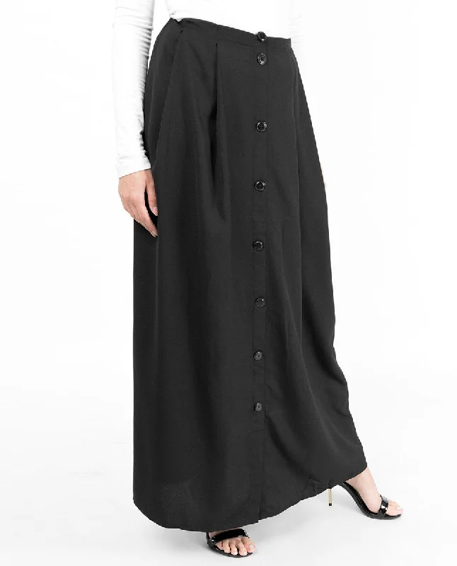 Black Mock Button Skirt Laid - back Women's Vibe