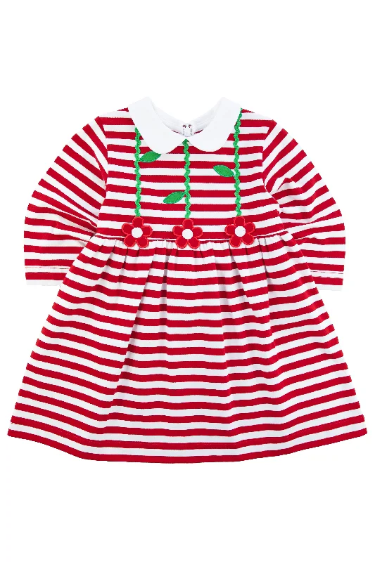 Stripe Knit Dress With Flowers Gym