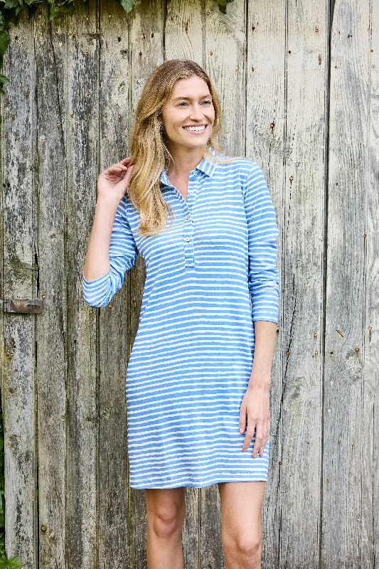 Jill Dress - Chalk Stripe Marine Blue Youthful Women's Anime - inspired
